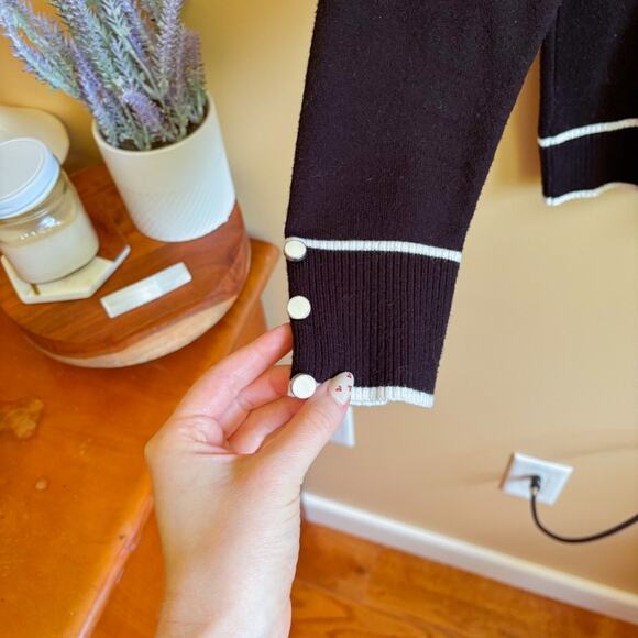 Retrology Mock Neck Knit Sweater Black White Size L - Picture 2 of 4